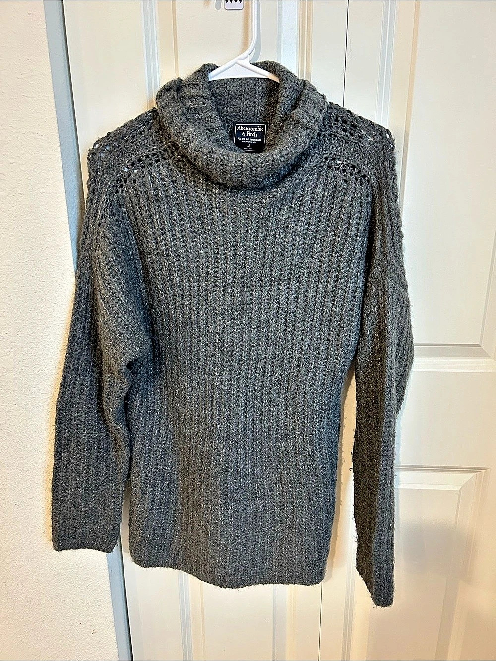 Abercrombie & Fitch Grey Chunky Knit Cowl Neck Sweater